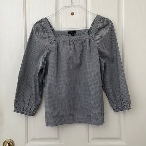 J Crew small black and white check top